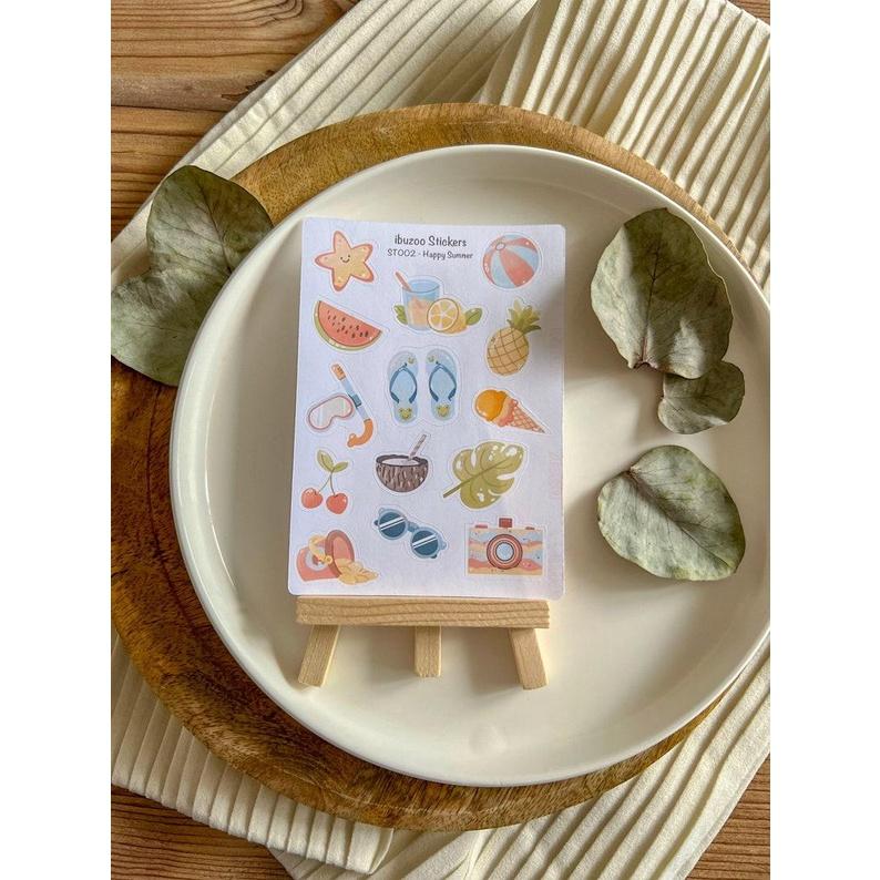 Sticker tự thiết kế - sticker sheet happy summer - hình dán sổ, nhật kí bullet journal - unim029