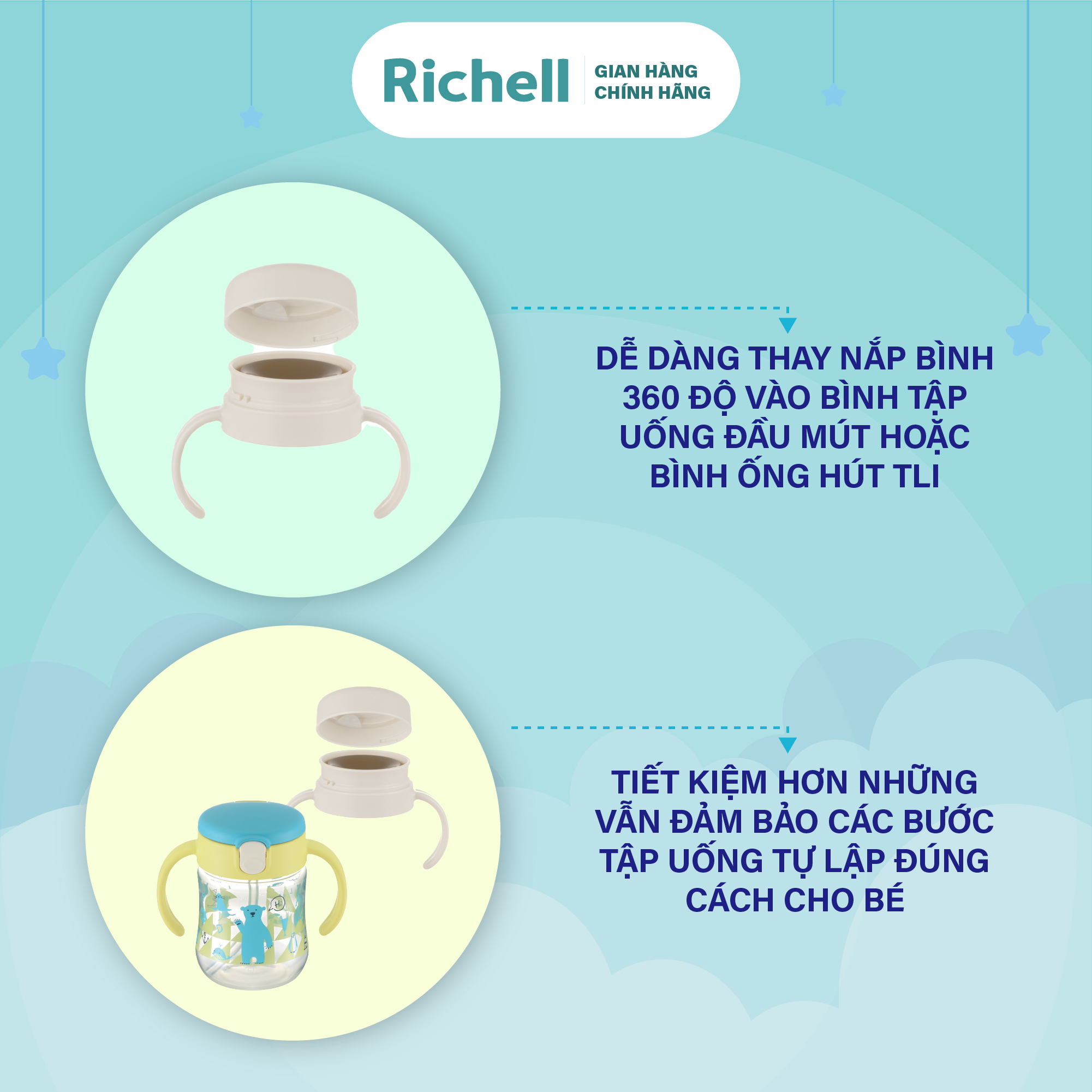 Bình tập uống 360 độ MUGOOD Richell Nhật Bản | Baby