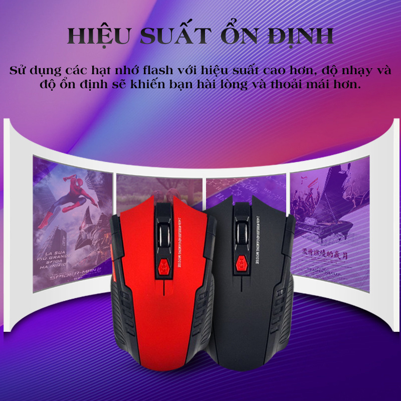 Chuột không dây chơi game 6 nút bấm 2000DPI, Wireless 2.4G  màu sắc nét , kiểu dáng nam tính - K1332