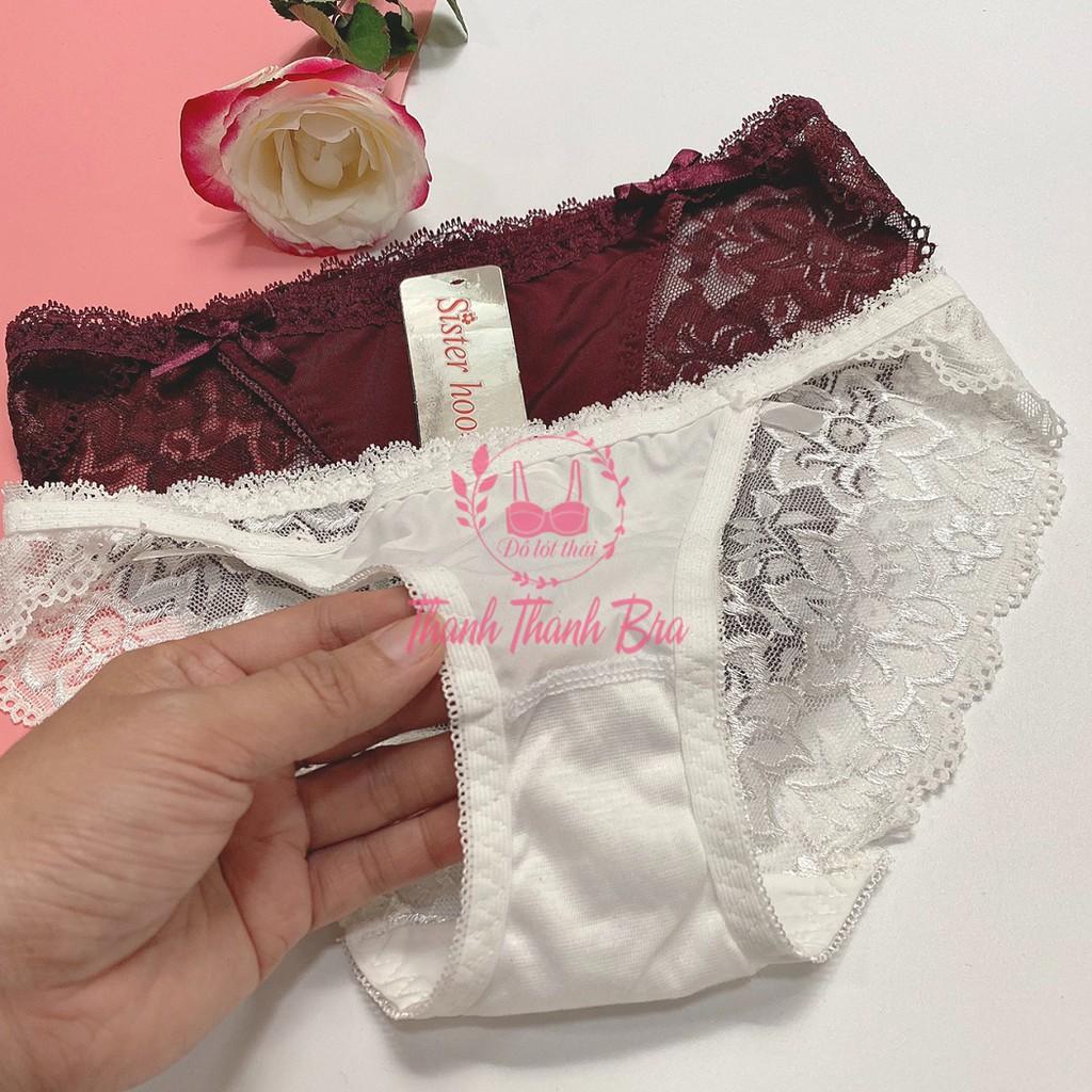Quần lót nữ thái lan 488 - Phối ren và thun lạnh - nơ xinh - Form M