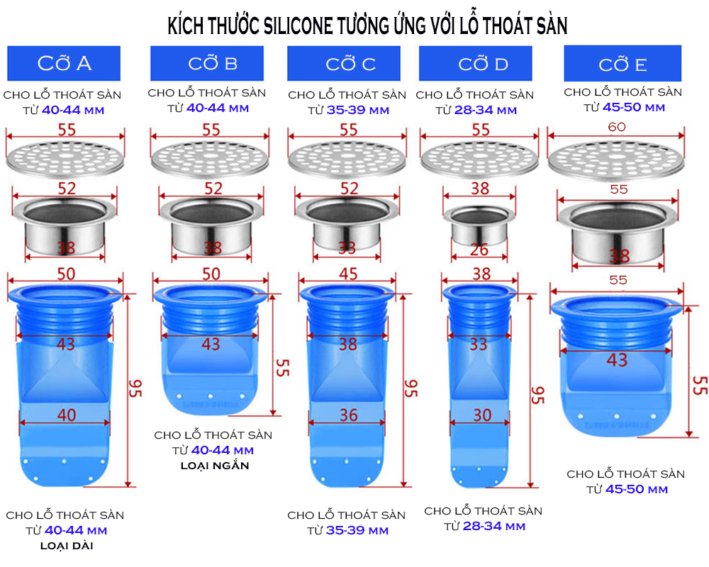 Silicone  thoát sàn chống mùi, ngăn côn trùng vi khuẩn chui lên lắp thoát sàn Nhà tắm, ống xả nước máy giặt, chậu rửa mặt - Phiên bản nâng cấp thế hệ 2 - Model S121