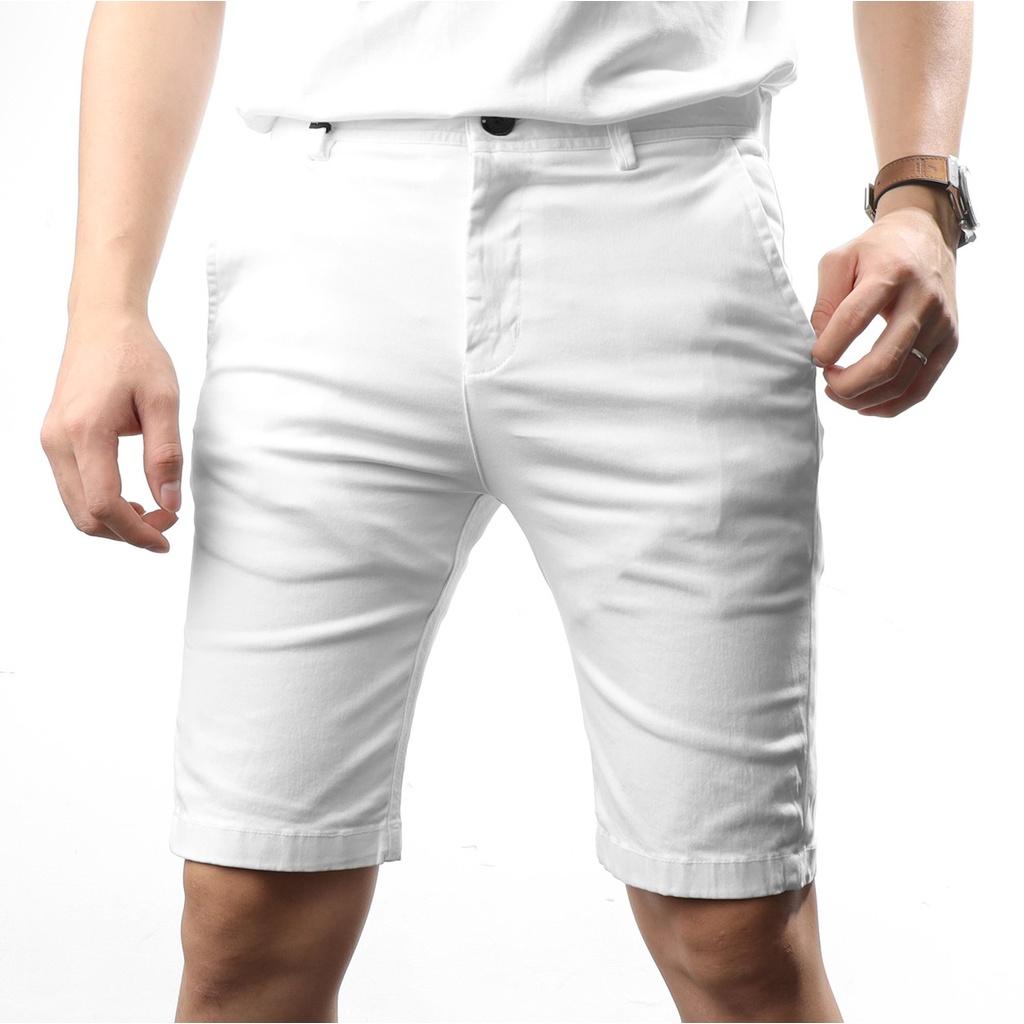 Quần short kaki nam VNXK màu trắng vải cotton dày dặn QSKL14 | LASTORE MENSWEAR