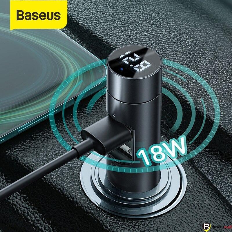 Baseus -BaseusMall VN Tẩu sạc nhanh 18W tích hợp Bluetooh MP3 Baseus Energy Column Car Wireless MP3 Charger (Hàng chính hãng