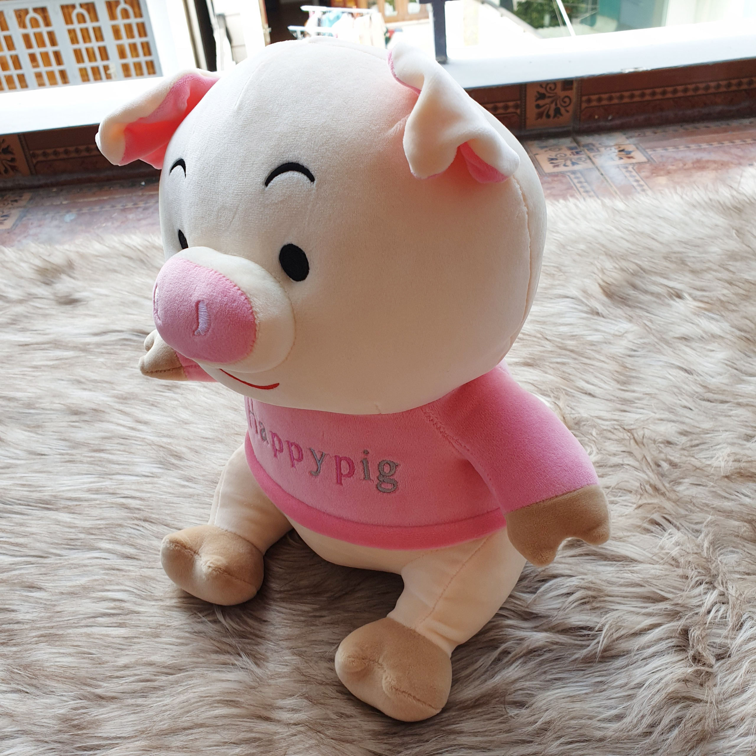 Heo Happy hồng nhồi bông size 40cm