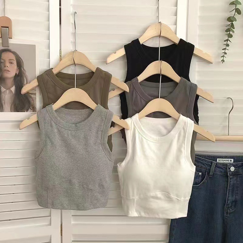 Áo yếm croptop kèm mút cố định tiện lợi màu xám nhạt freesize