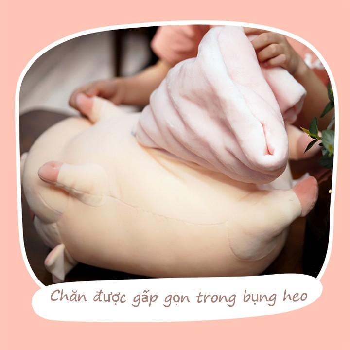 Bộ chăn gối hình heo dễ thương