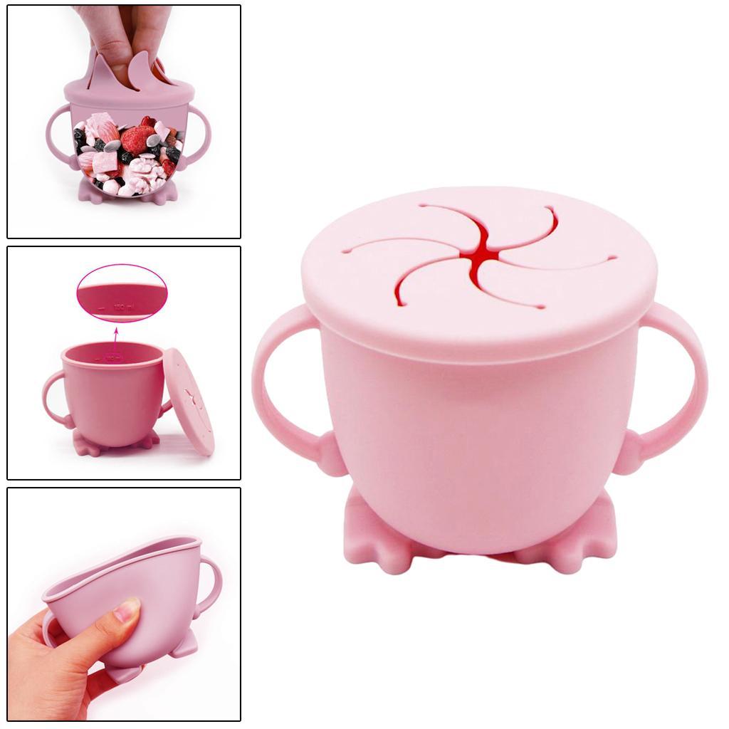 Baby Toddler Silicone With Lid Snack Food Bowl Portable Pink