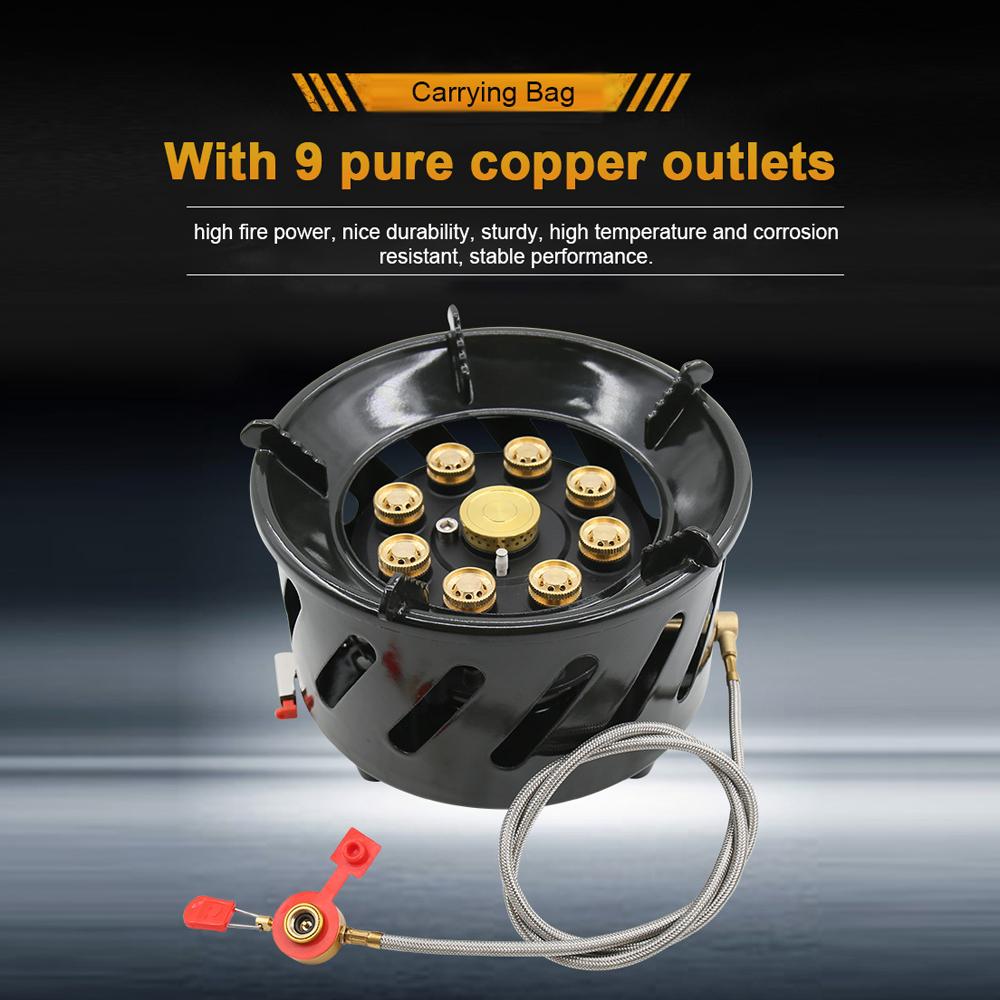 9-Core Camping Stove 19800W High-Power Gases Burner Stove Backpacking Stove Windproof with Adjustable Gases Valve for Outdoor Cooking Camping Picnic Hiking