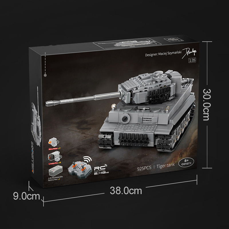 Đồ Chơi Lắp Ghép Xếp Hình Mô Hình Xe Tăng TIGER TANK Điều Khiển Từ Xa RC CaDA C61071 Với 925 Mảnh Ghép