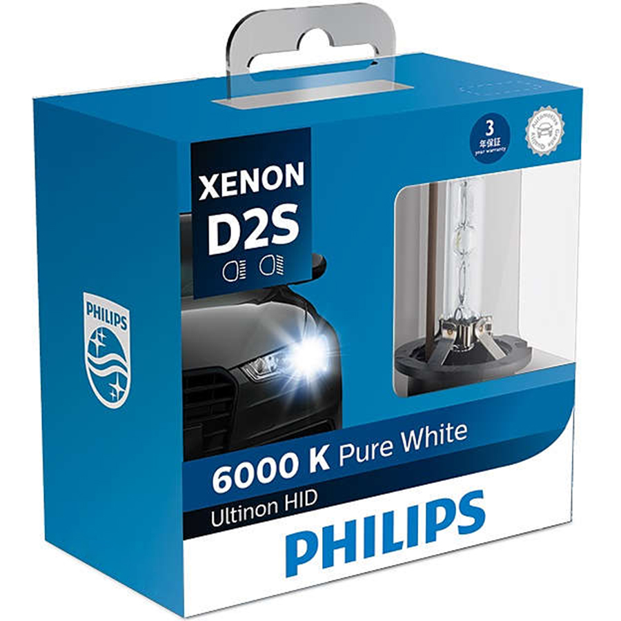 Bộ 2 Bóng đèn Ô tô/Xe hơi Xenon Philips PURE WHITE D2S 85122 85V 35W 6000K - Hàng Chính Hãng