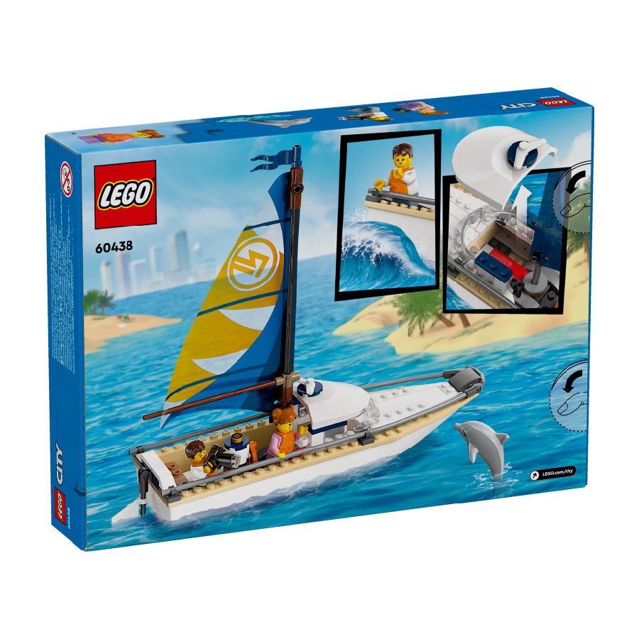 LEGO CITY 60438 Đồ Chơi Lắp Ráp Thuyền Buồm Ngắm Cá Heo (102 chi tiết)