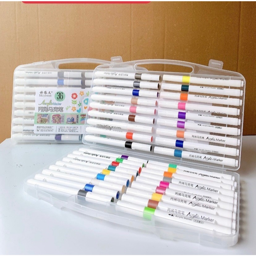 Bút Màu Acrylic Marker 12/24/36/48/ Màu Cao Cấp Bút Sơn Acrylic Chống Nước Vẽ Trên Mọi Chất Liệu Bề Mặt