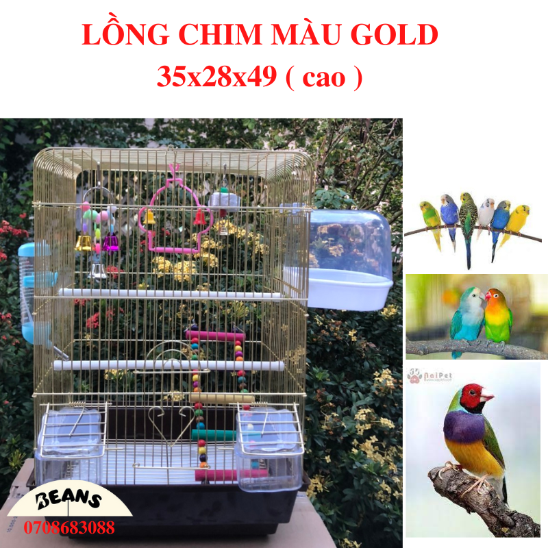 lồng chim 004 nuôi yến hót, lb, yp, 7 màu, manh manh và các dòng chim nhỏ, vẹt nhỏ,... màu vàng (gold)