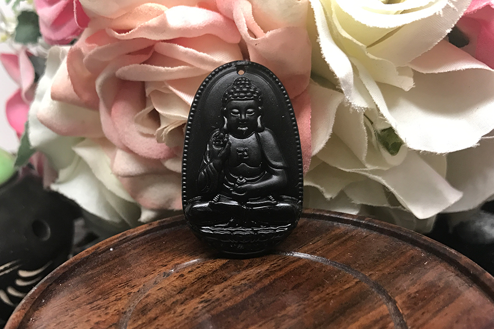 Mặt Dây Chuyền Phật A Di Đà Đá Obsidian Ngọc Quý Gemstones PADDON