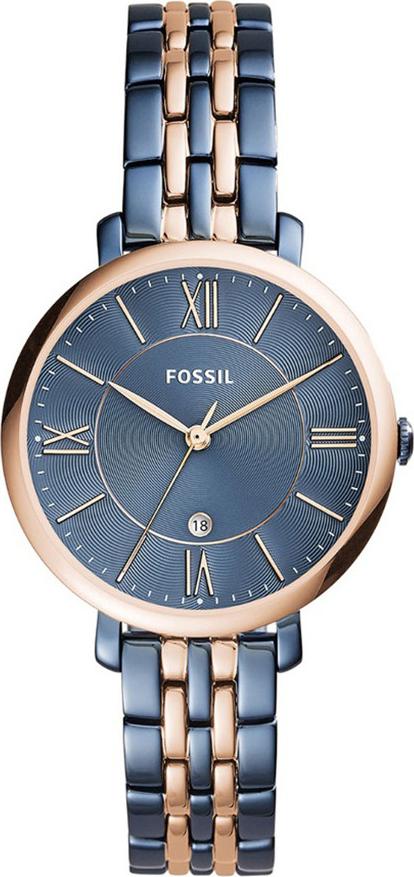 Đồng Hồ Nữ Fossil Inox-ES4321-Tròn 3K 1L SG + SLM Dây ĐMI Vàng Hồng + Inox Xanh