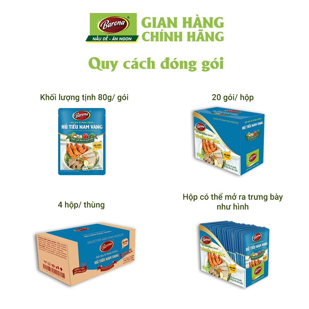 Combo 3 gói Gia Vị Hoàn Chỉnh Barona - Hủ Tiếu Nam Vang 80g