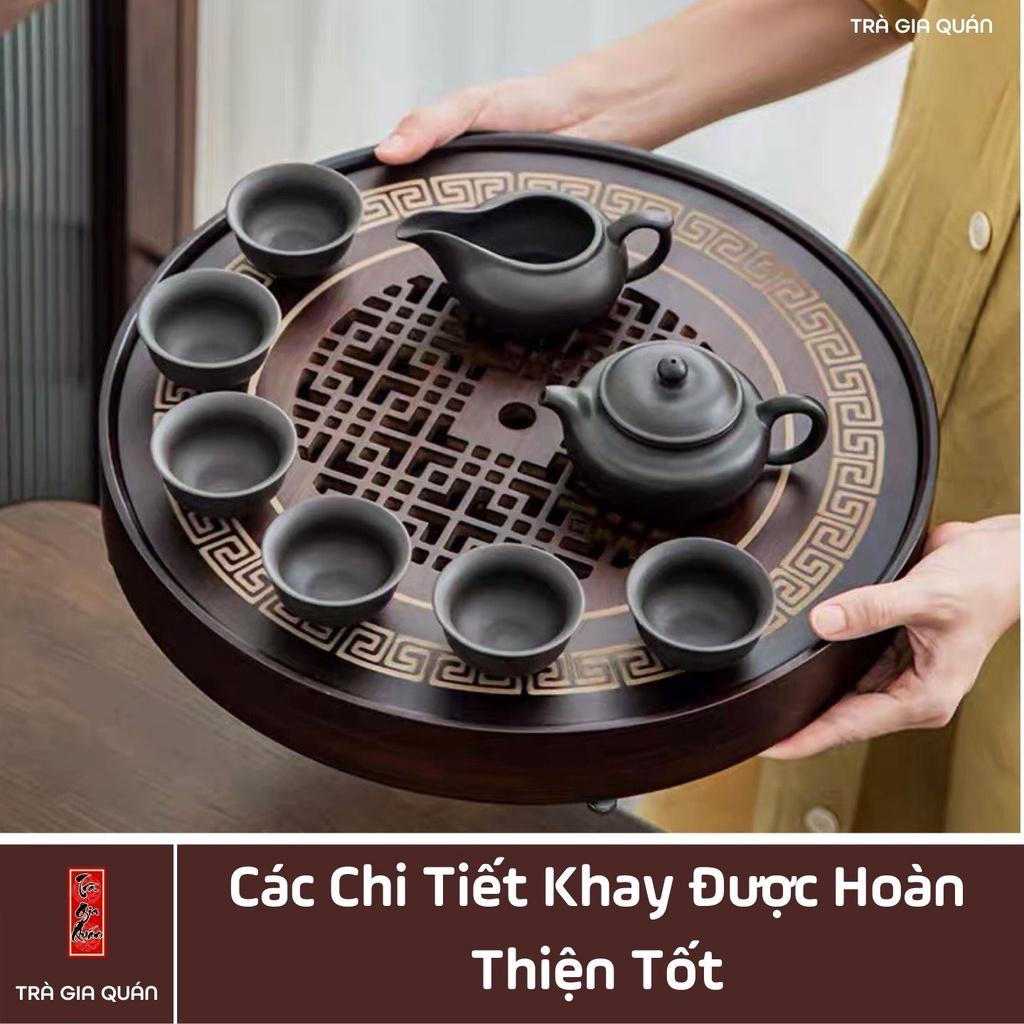 KT 62 Khay Trà Tre Cao Cấp Hình Tròn 3 Kích Thước