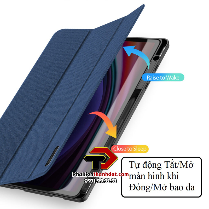 Bao da dành cho SamSung Galaxy Tab S9 FE+ chính hãng Dux Ducis Domo chống sốc, có khay đựng bút - Hàng chính hãng