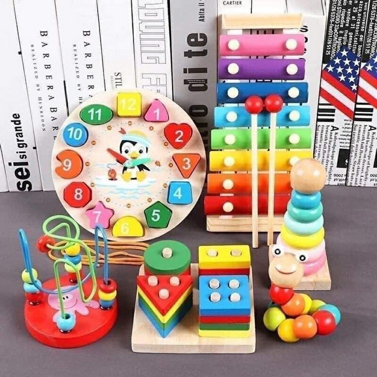 Combo 6 Món Đồ Chơi Gỗ Phát Triển Trí Tuệ Cho Bé - Đồ Chơi Gỗ Thông Minh, An Toàn Cho Bé - Hàng Chính Hãng MINIIN