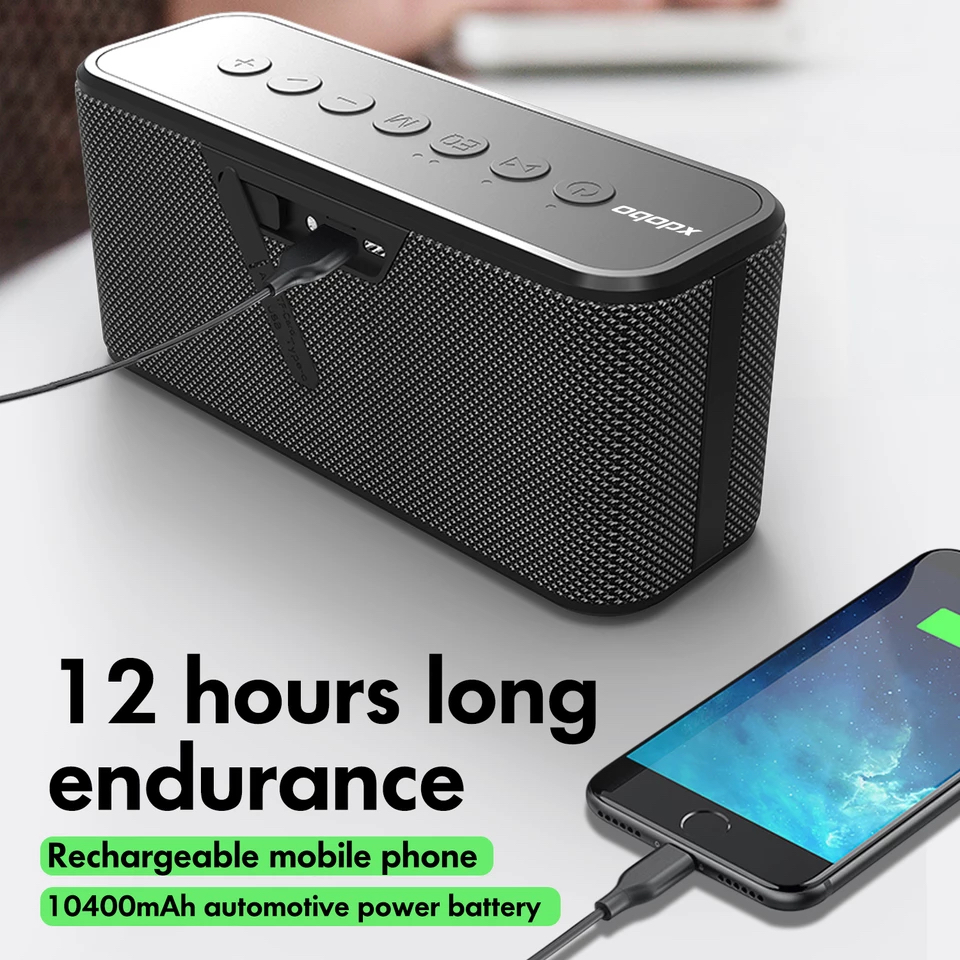 Loa Bluetooth5.0 TWS xdobo 80W, loa không dây âm thanh vòm 360HD &amp; âm Bass Stereo cực hay 10400mAh, tích hợp Mic, chống nước IPX5, loa di động cho các bữa tiệc - Hàng Chính Hãng