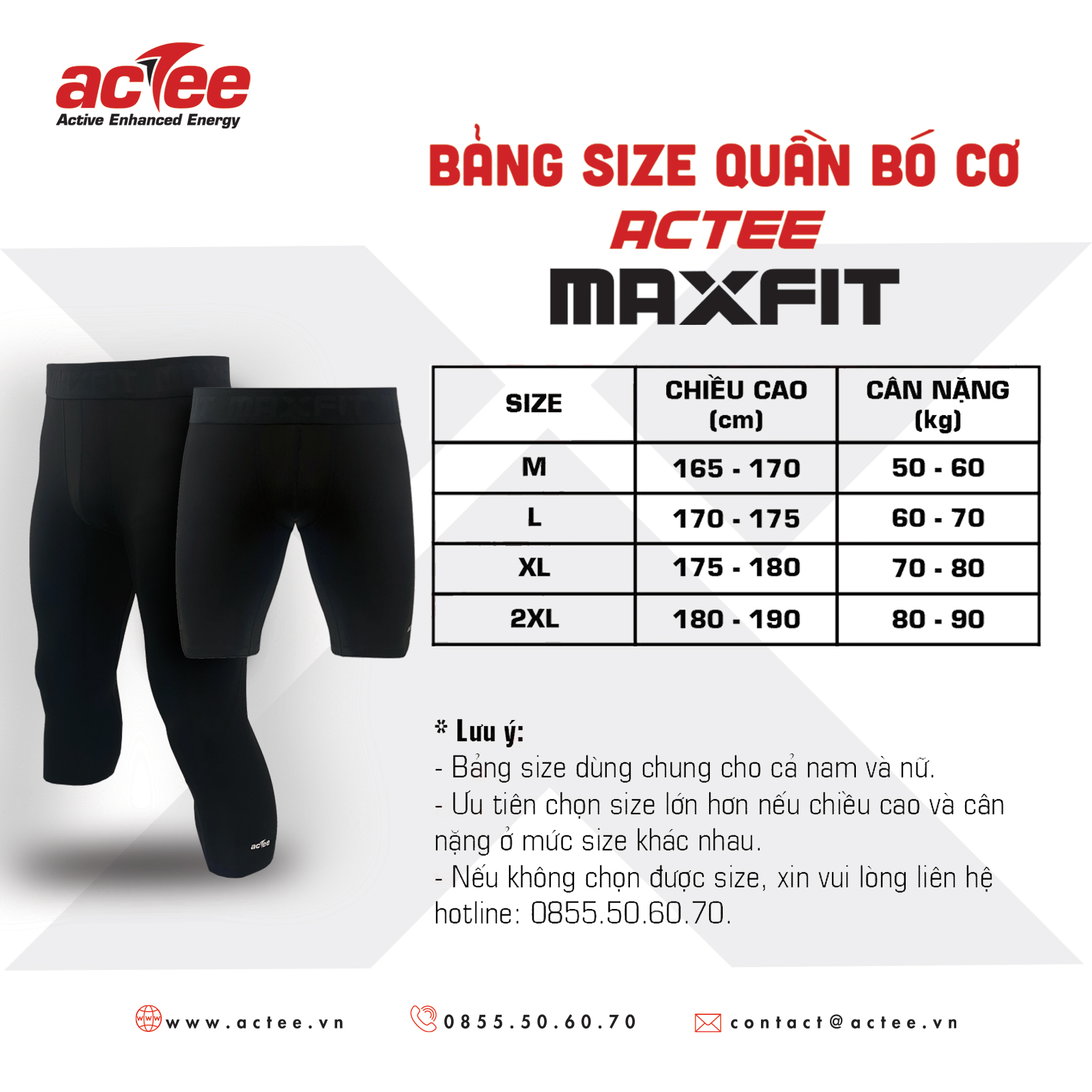 Quần bó cơ thể thao 1/2  (3/4) ACTEE MAXFIT