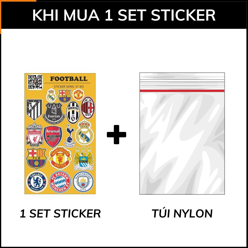 Sticker bóng đá Football ST I03 chống thấm xước dán trên mọi bề mặt dễ dàng gỡ bỏ không để lại keo phụ kiện huỳnh tân store