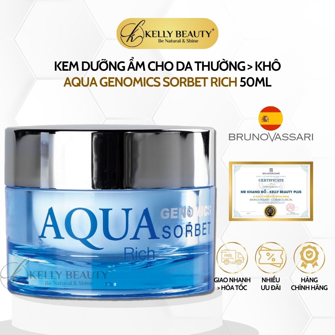 Kem Dưỡng Ẩm Cho Da Khô Bruno Vassari Aqua Genomics Sorbet Rich | Kelly Beauty