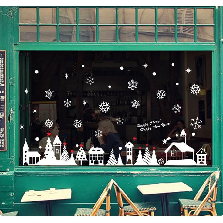 Decal trang trí noel thành phố tuyết