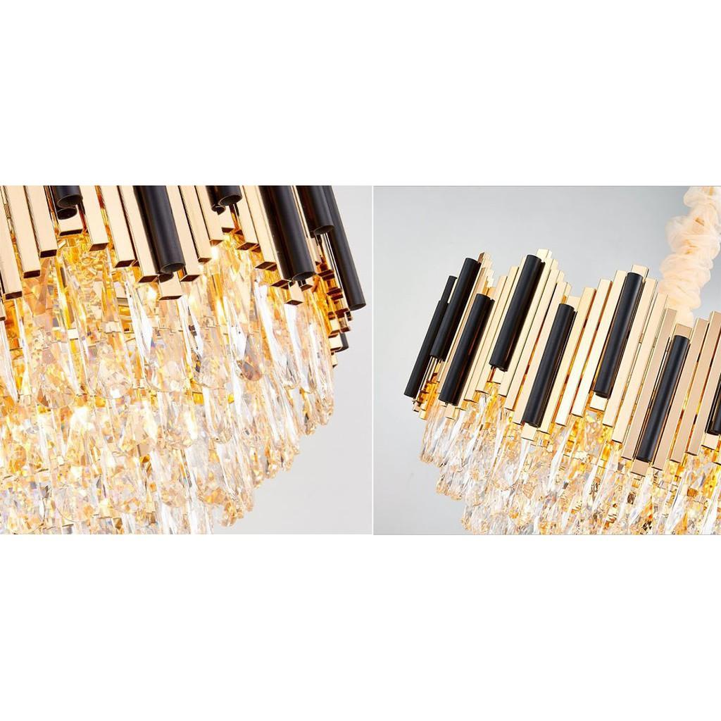 Đèn thả mâm HISRO pha lê loại tròn sang trọng trang trí nhà cửa hiện đại - .