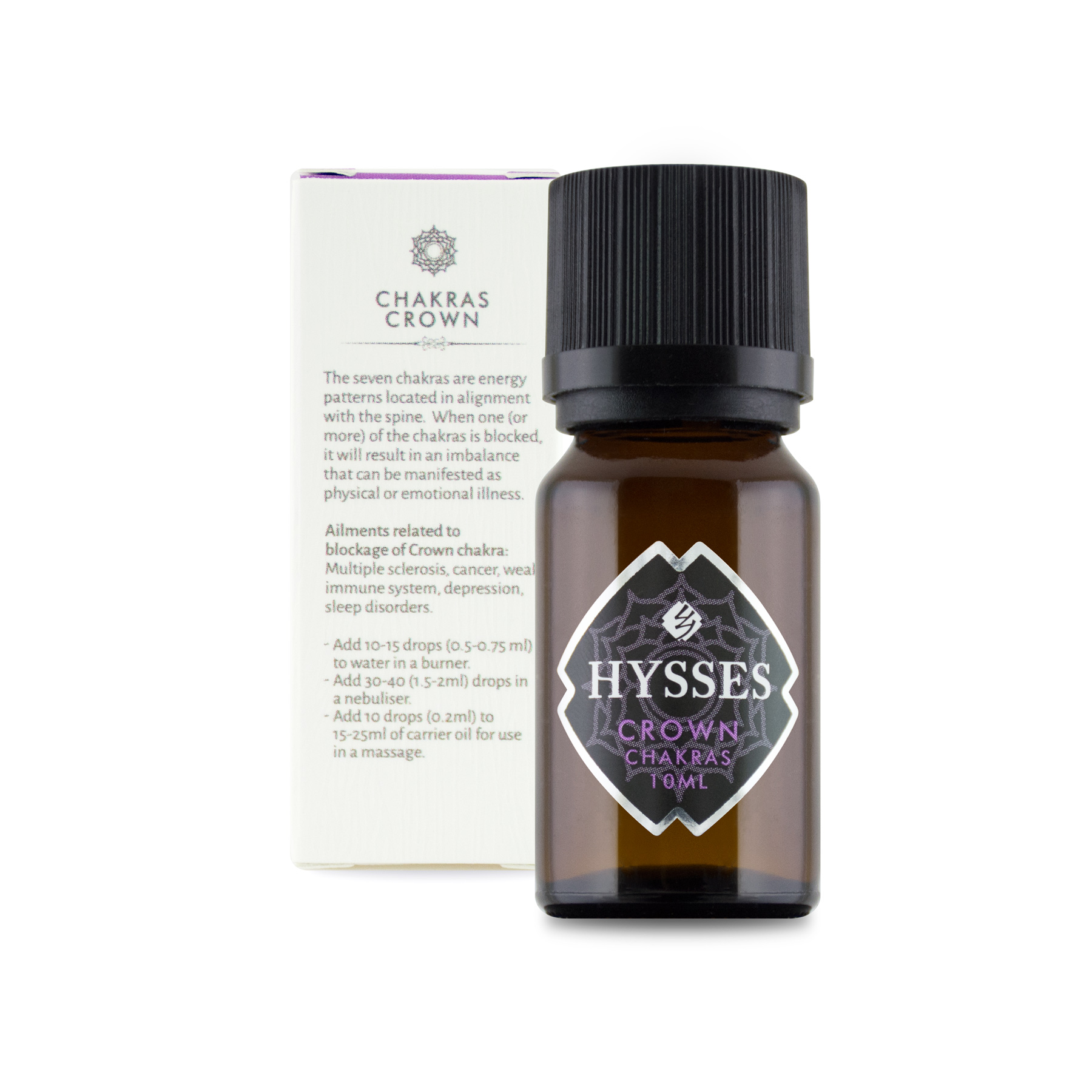Tinh Dầu Cao Cấp Hysses Chakras Crown Tăng Năng Lượng Luân Xa Khai Sáng Giúp Giảm Căng Thẳng, Tăng Độ Nhạy Tư Duy, Giác Quan Với Chiết Xuất Trầm Hương & Cam Bergamot Hữu Cơ Tự Nhiên