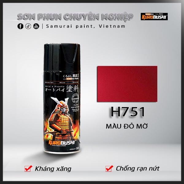 COMBO Sơn Samurai màu đỏ mờ H751 gồm 4 chai đủ quy trình độ bền cao (Lót– Nền 124 - Màu H751 - Bóng mờ 128A