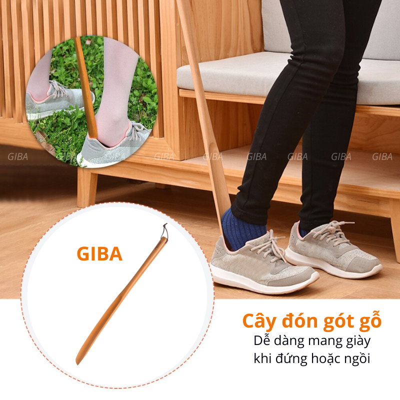 Cây đón gót gỗ láng mịn cao cấp, cây xỏ giày, cây hỗ trợ mang giày