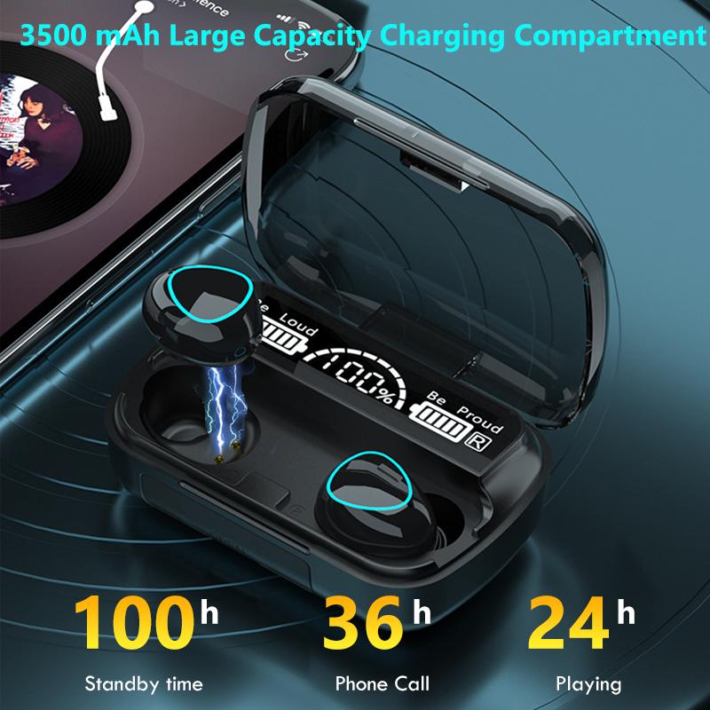 TWS Bluetooth 5.1 3500MAh Sạc Hộp Tai Nghe Không Dây 9D Stereo Thể Thao Chống Thấm Nước Tai Nghe Nhét Tai Tai Nghe Có Micro
