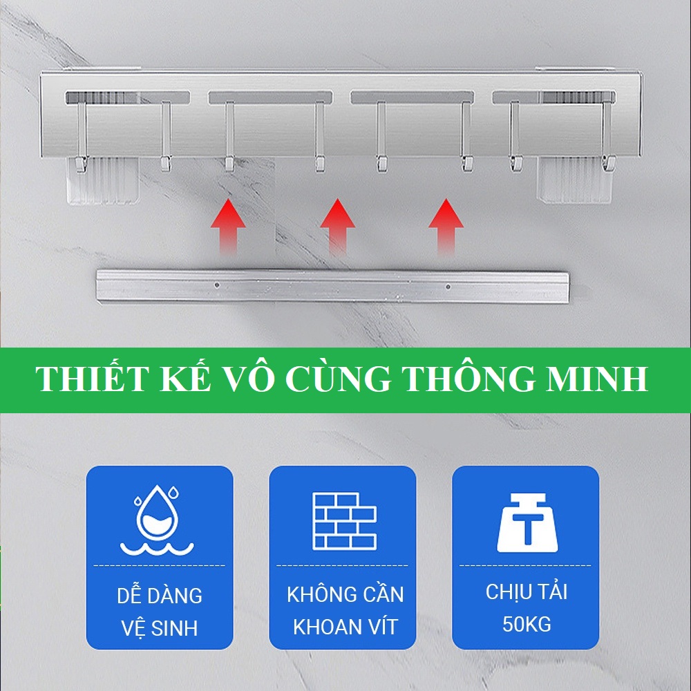 Giá để dao đa năng nhà bếp DoDoDios chất liệu Inox, có ống đựng đũa, thìa tặng thêm miếng dán tường móc treo khăn - Hàng chính hãng