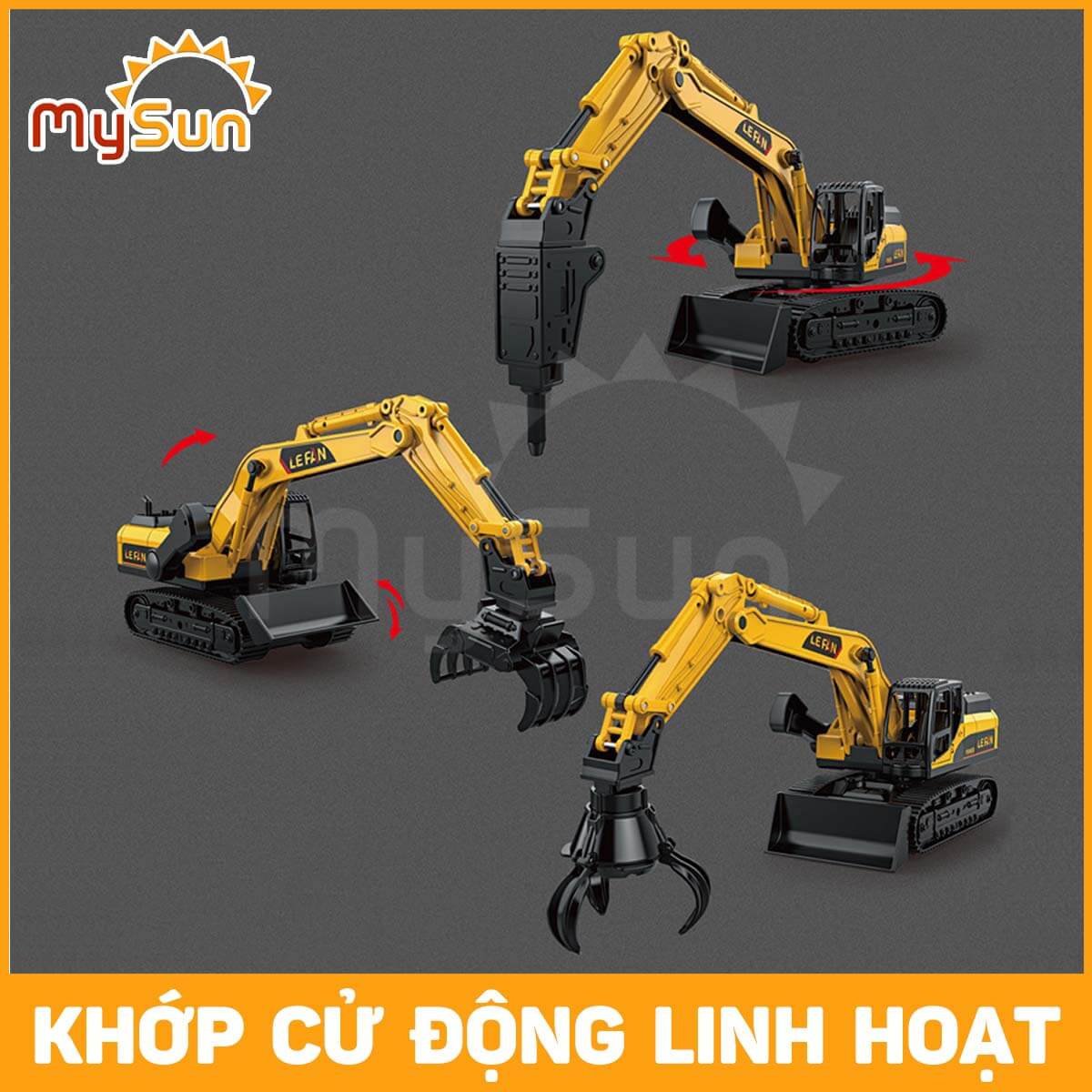 Mô hình xe ô tô công trình máy cần cẩu, máy múc xúc đất đồ chơi trẻ em loại to giá rẻ cho bé