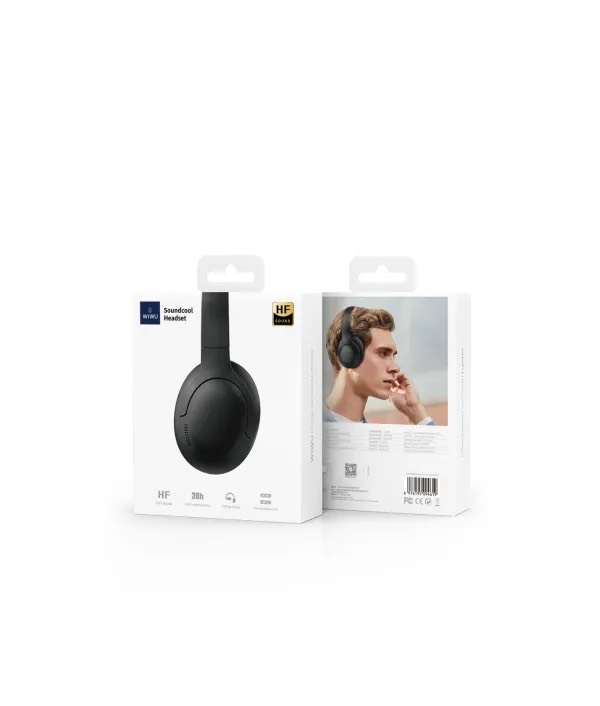 Tai nghe chụp bluetooth không dây Wiwu Soundcool Headset TD-02 Wireless tương thích với các dòng điện thoại, hỗ trợ nhạc Bluetooth/Aux - Hàng chính hãng