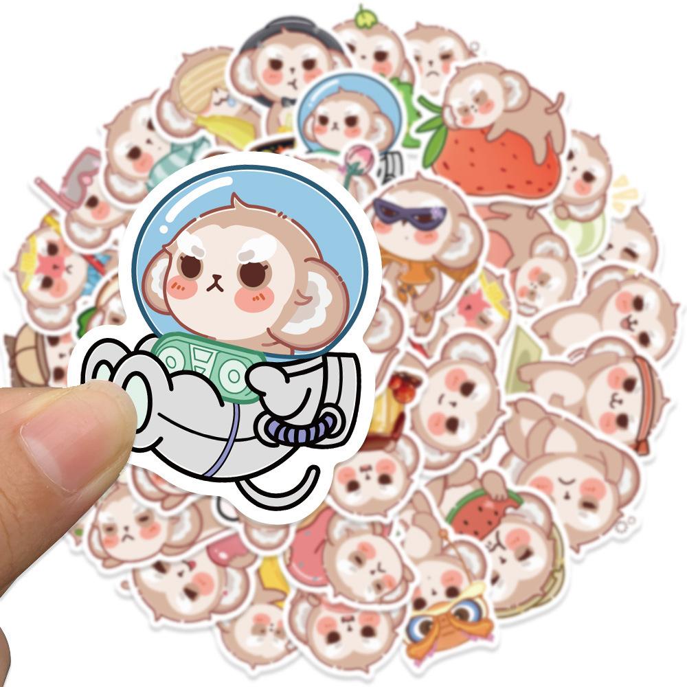 Sticker khỉ chibi hoạt hình cute trang trí mũ bảo hiểm, guitar, ukulele, điện thoại, sổ tay, laptop-mẫu S44