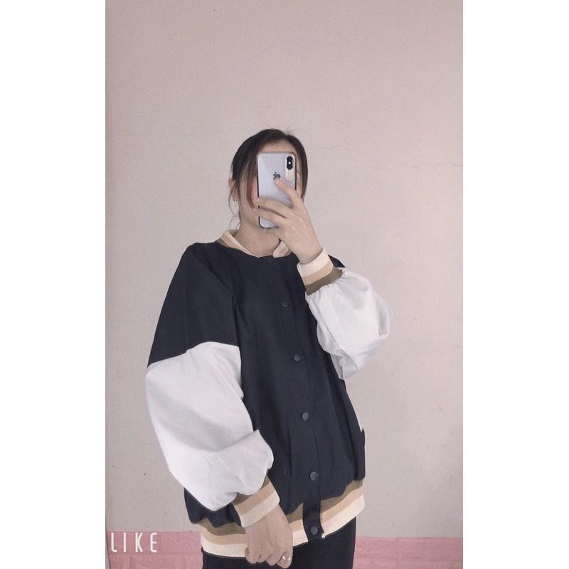 Áo khoác kaki bomber phối