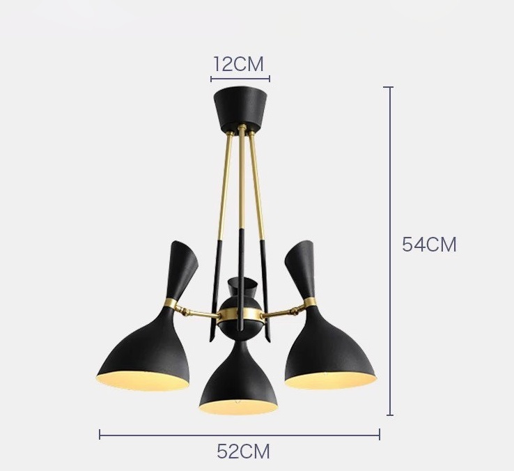 Đèn chùm LINDA 3 tay phong cách Bắc Âu hiện đại, cao cấp