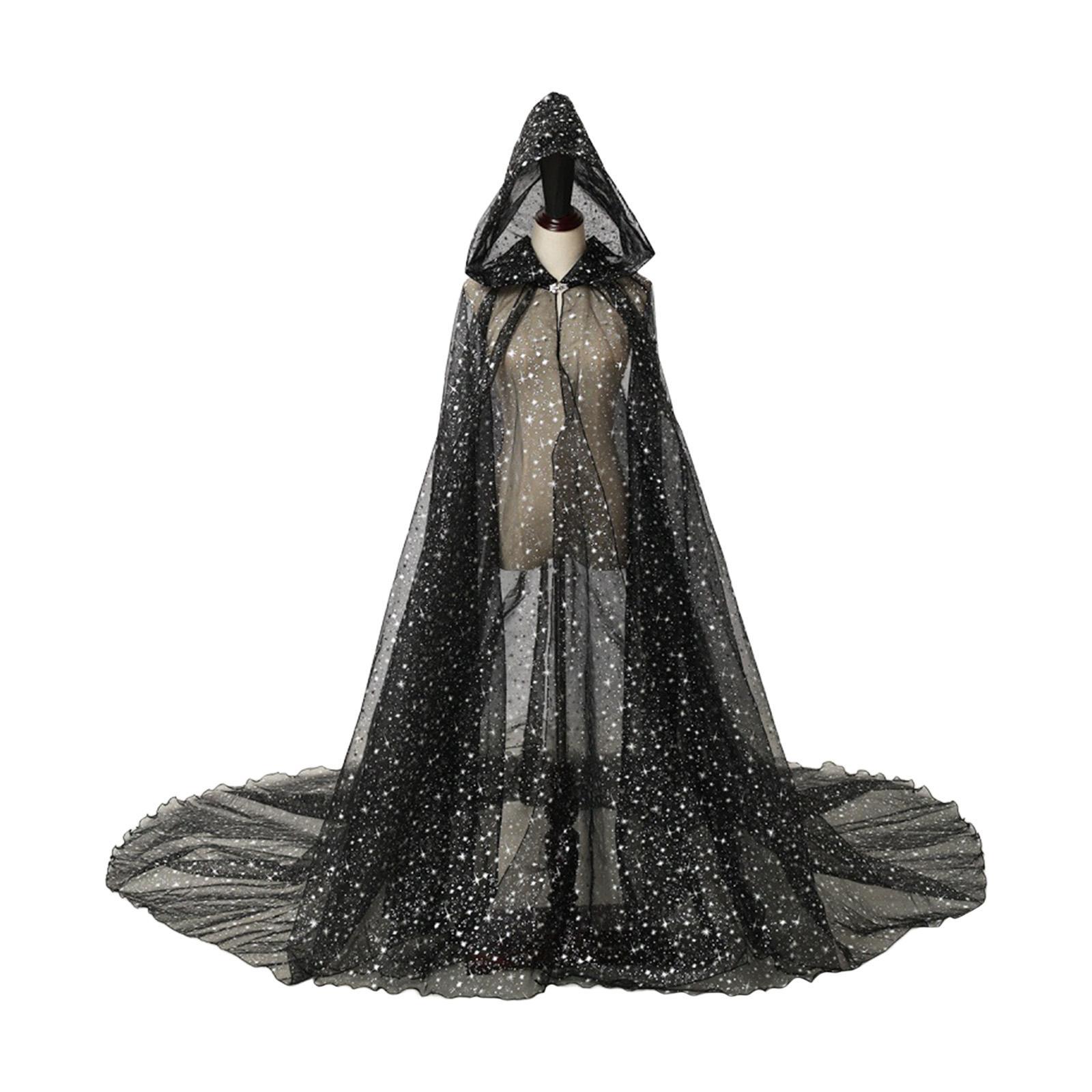 Hooded Cloak for Women Bridal Hooded Cloak Shiny Washable for Adults Soft Durable Costume Wedding Cape Tulle Cape