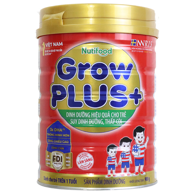 Sữa bột Nutifood Grow Plus + Đỏ 900g - Sữa cho trẻ 1-10 tuổi bị suy dinh dưỡng