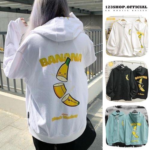 Áo Hoodie UNisex Dành Cho Nam Cho Nữ Cho Cặp Đôi Có Mũ Form Rộng In Hình BANANA