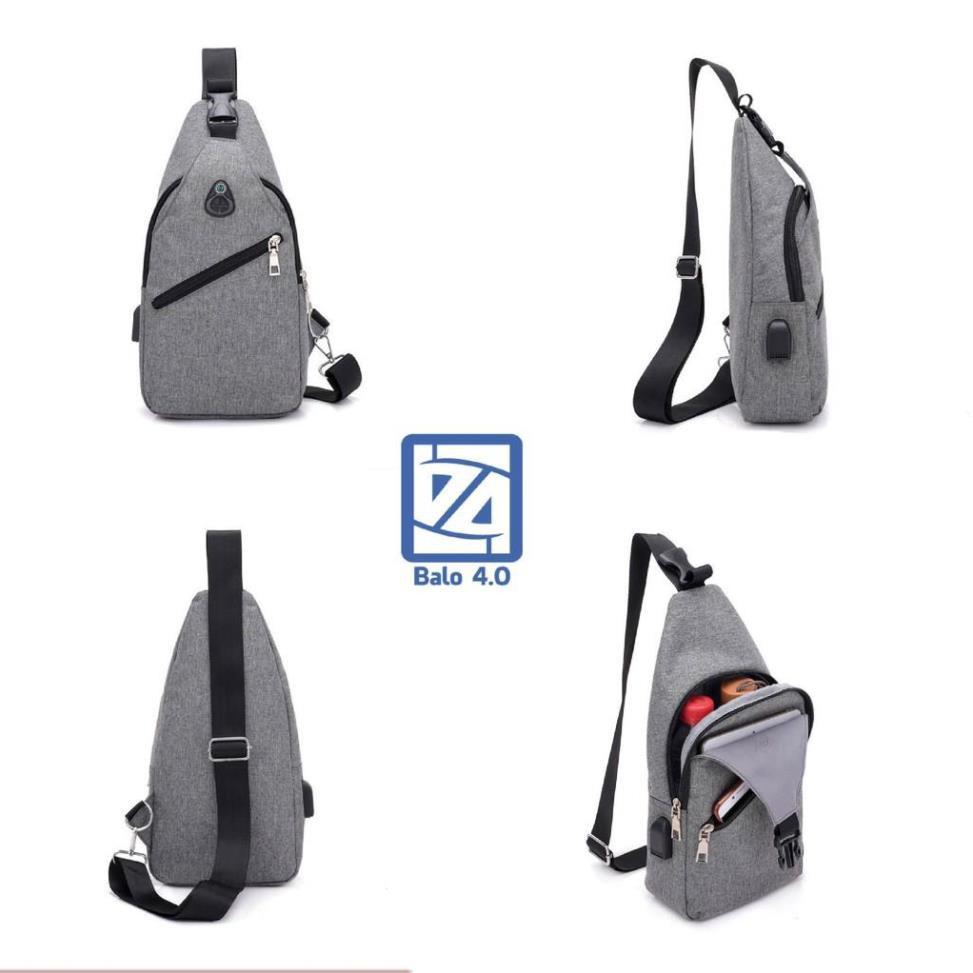 Túi đeo chéo nam nữ thời trang 4 ngăn có cổng USB 208204