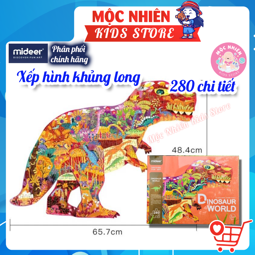 Bộ tranh xếp hình ghép hình Mideer 280 mảnh ghép - Thế giới khủng long MD3083