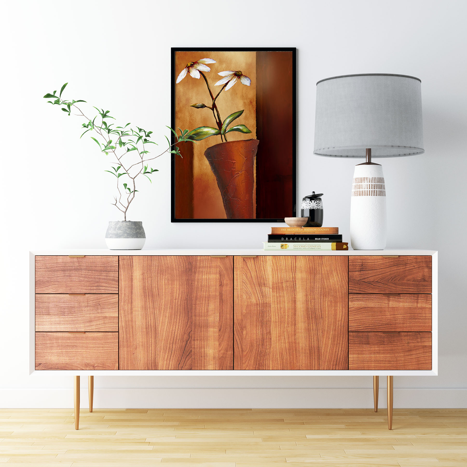 Tranh canvas treo tường bình hoa nghệ thuật - BH012