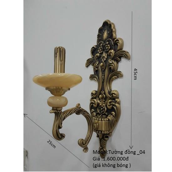 Đèn tường đồng đế đá sa thạch 3 mẫu, đèn tường nến đồng 1 tay tân cổ điển, kèm bóng led