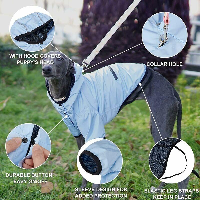 Không thấm nước cho những con chó có nắp, áo khoác không thấm nước có thể điều chỉnh phản xạ cho con chó XL màu xanh lá cây
