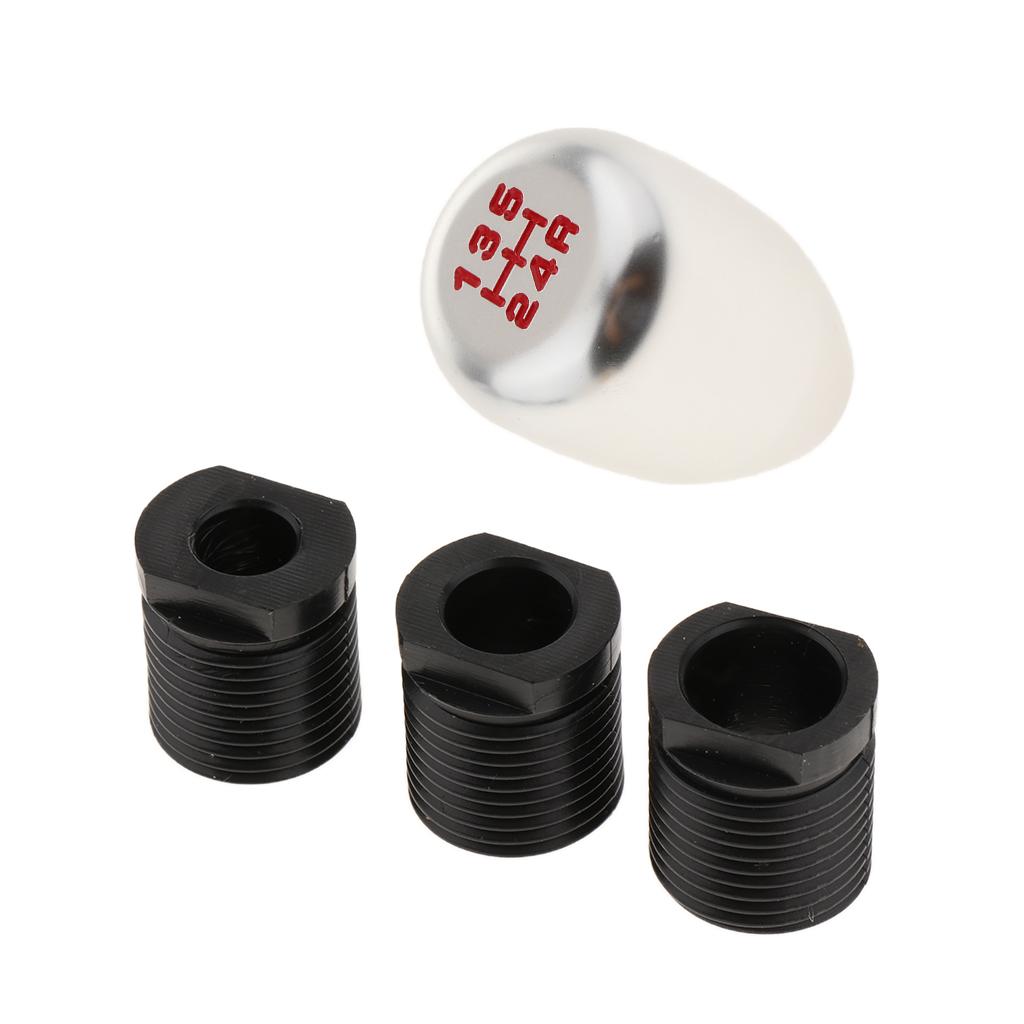 Car Truck Handle 5-Speed Gear Stick Shift Knob with Adapter Black&Silver NEW