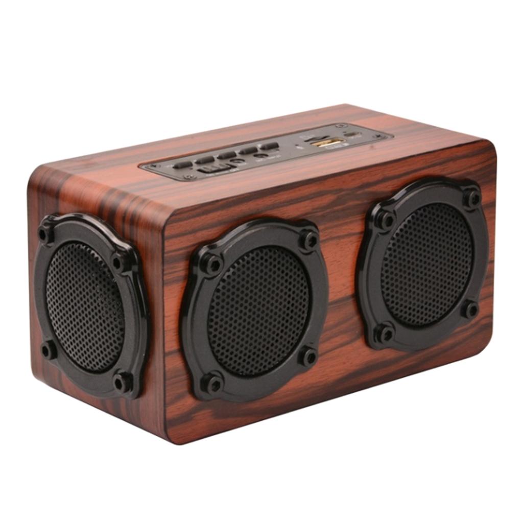 FM Stereo Radio Hi-Fi 3D Loud Bluetooth Speaker Wireless Wooden Super