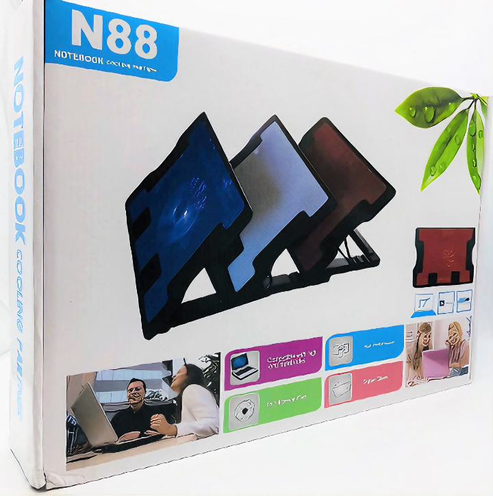 Đế tản nhiệt laptop N88, 1 quạt lớn giải nhiệt cực nhanh nâng 90 độ từ 11 đến 17in (Tặng kèm quà tri ân)- Hàng chính hãng